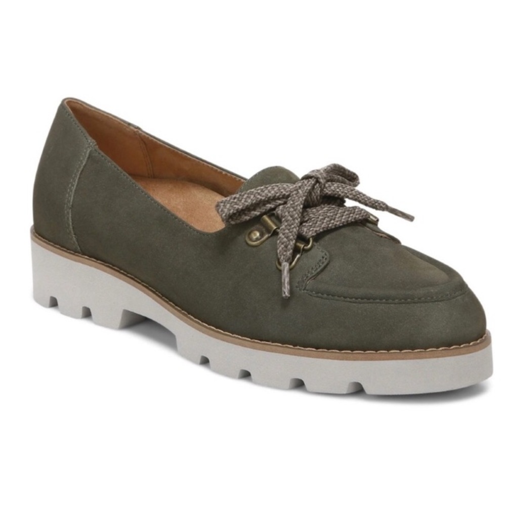 Olive Green Suede Lace-Up Women’s Loafer